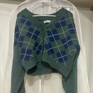 flannel sweater.